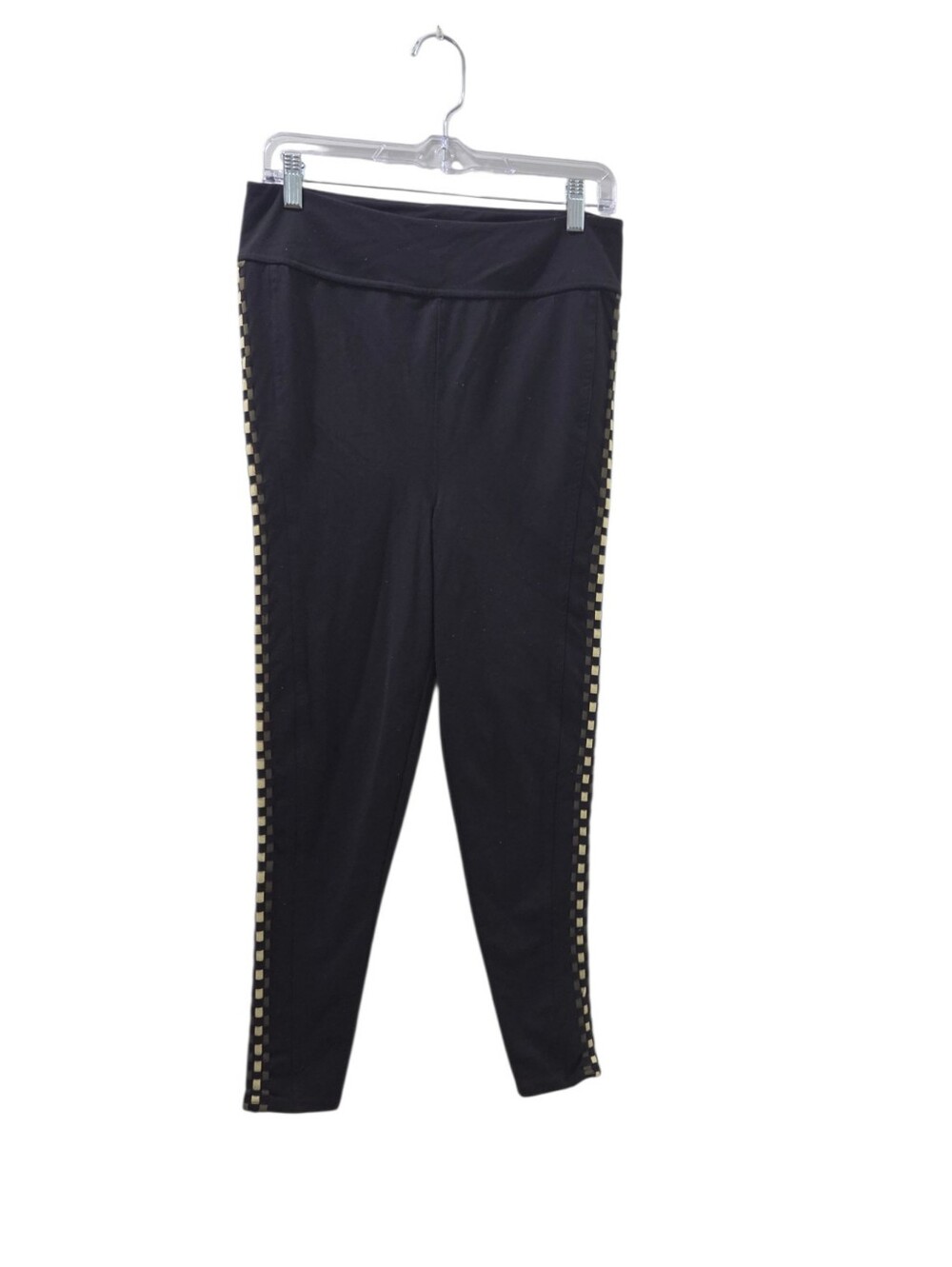 FP Movement Free People Black Leggings Woven Checker Side Stripe Athletic Large